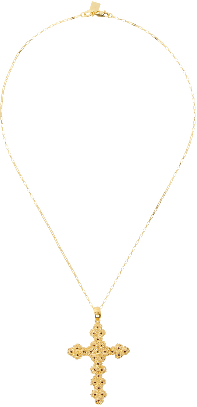 Veneda Carter Gold Vc021 Ruby Cross Pendant Necklace