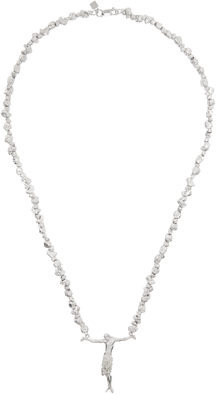 Veneda Carter Ssense Exclusive Silver Vc018 Crossless Jesus Signature Necklace In Metallic