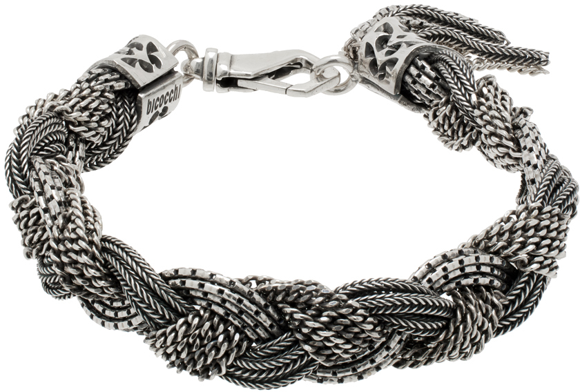 Emanuele Bicocchi Silver Large Mixed Braided Bracelet In Sterling Silver