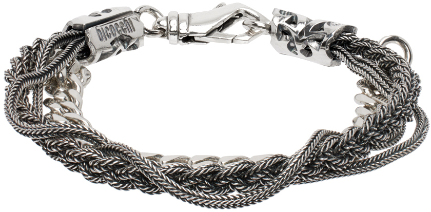 Emanuele Bicocchi Silver 'chain And Braided' Bracelet In Sterling Silver