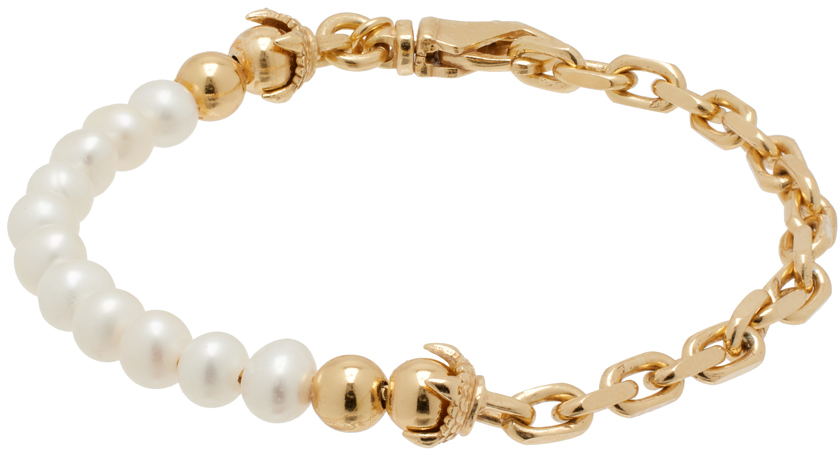 Emanuele Bicocchi Ssense Exclusive Gold Pearl Bracelet