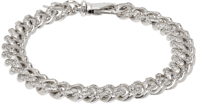 Emanuele Bicocchi Silver Crystal Small Chain Bracelet In Sterling Silver