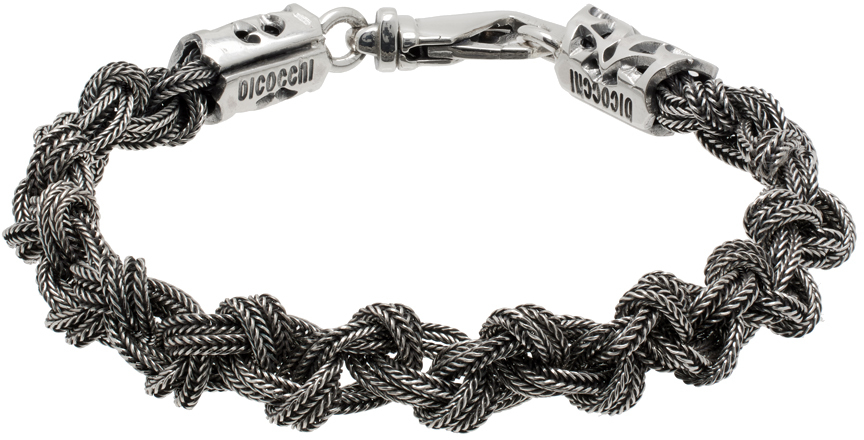 Shop Emanuele Bicocchi Silver Braided Knot Bracelet In Sterling Silver