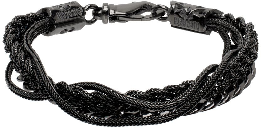 Emanuele Bicocchi Black 'chain And Braided' Bracelet