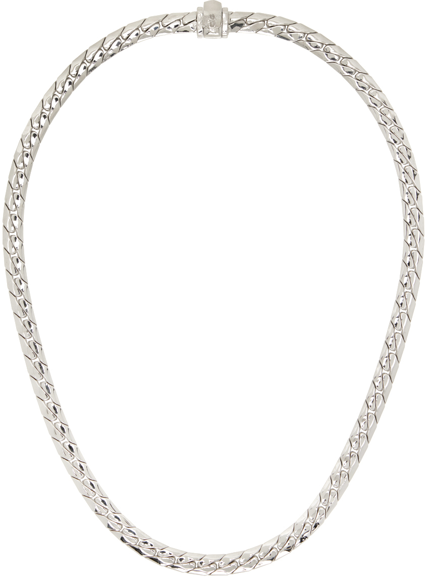 Emanuele Bicocchi Ssense Exclusive Silver Herringbone Chain Necklace In Sterling Silver