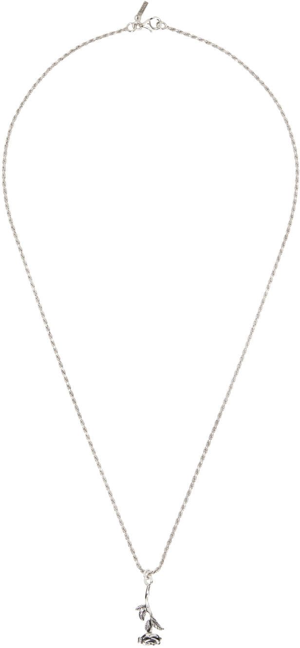 Shop Emanuele Bicocchi Silver Blooming Rose Necklace In Sterling Silver