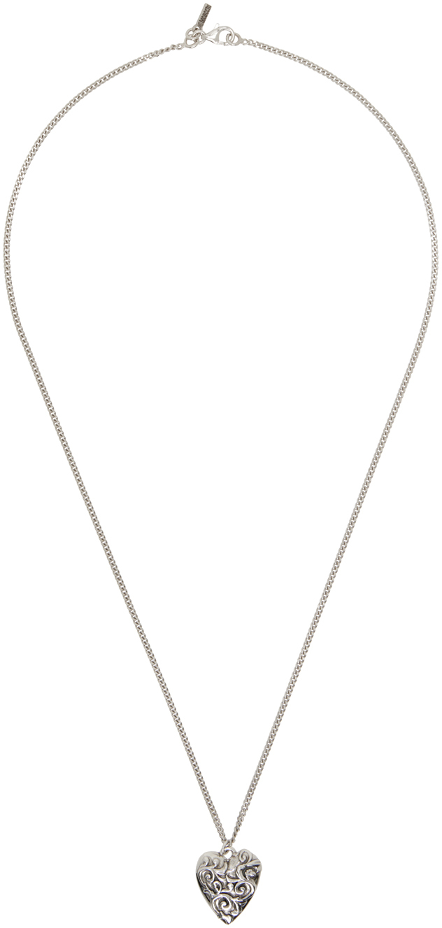 Shop Emanuele Bicocchi Silver Heart Necklace In Sterling Silver