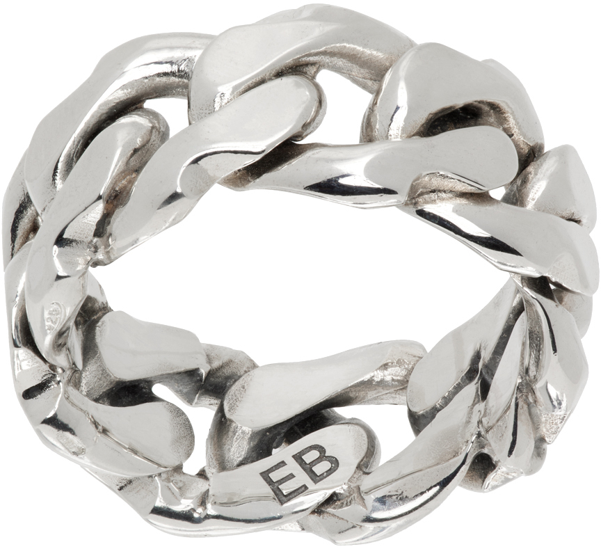 Emanuele Bicocchi Silver Large Chain Ring In Sterling Silver