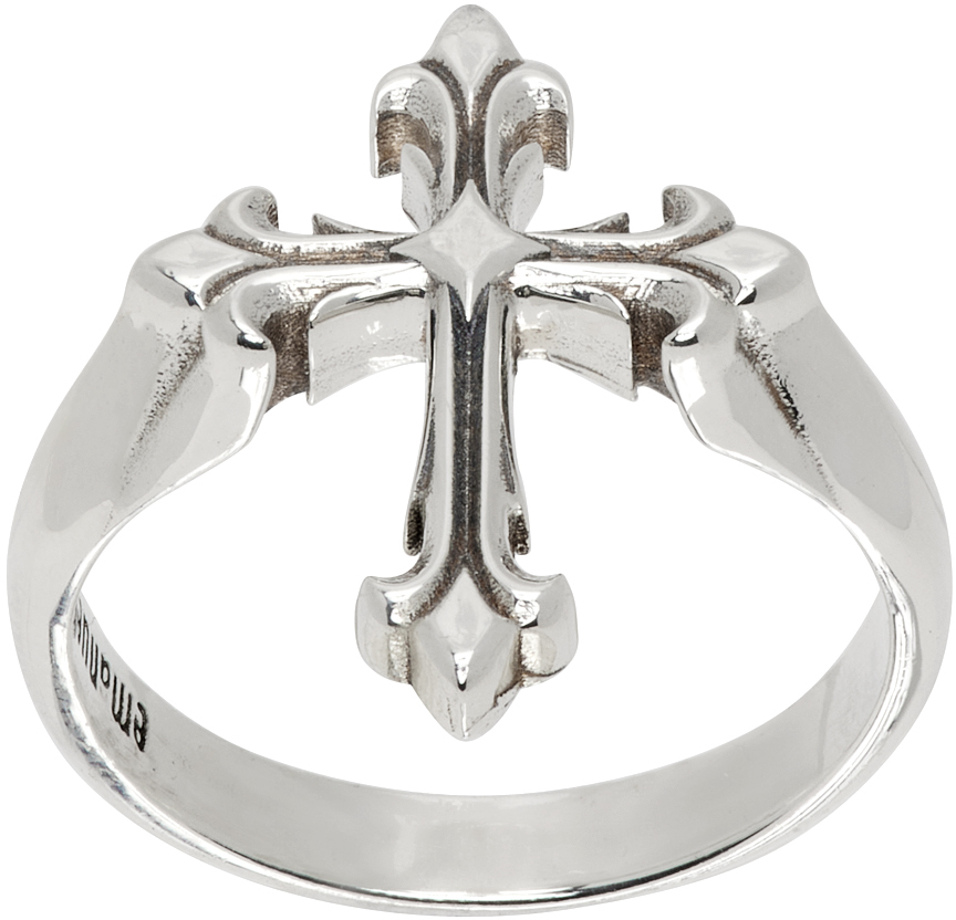 Emanuele Bicocchi Silver Fleury Cross Ring In Sterling Silver
