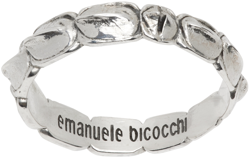 Emanuele Bicocchi Ssense Exclusive Silver Croc Ring In Sterling Silver