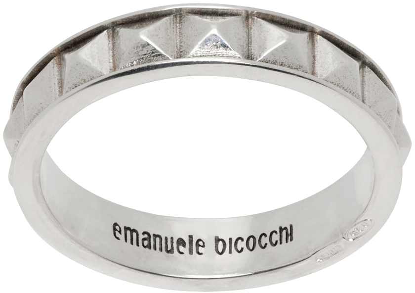 Emanuele Bicocchi Silver Pyramid Band Ring In Sterling Silver