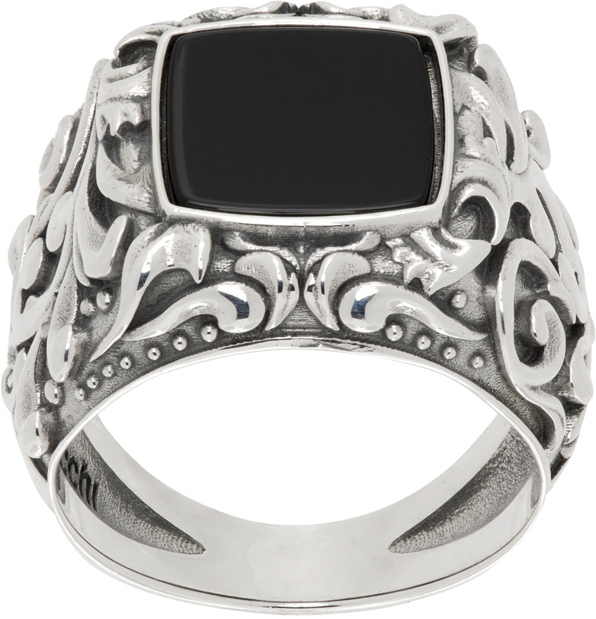 Silver Arabesque Chevalier Ring
