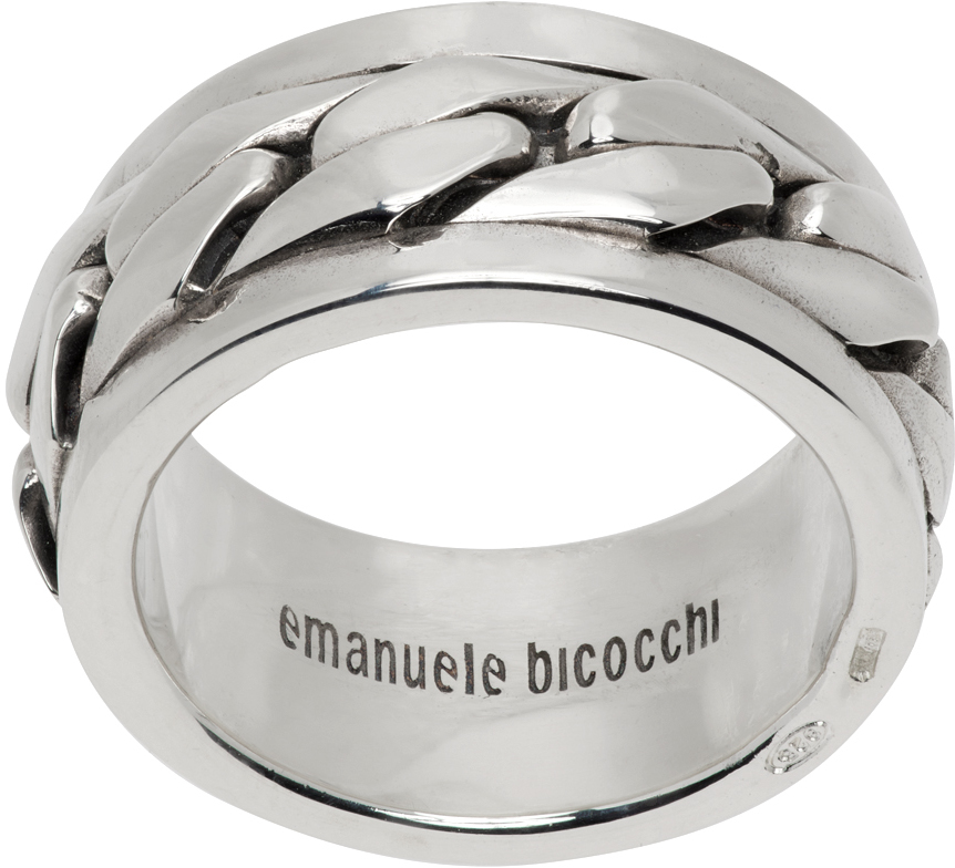 Emanuele Bicocchi Ssense Exclusive Silver Chain Ring