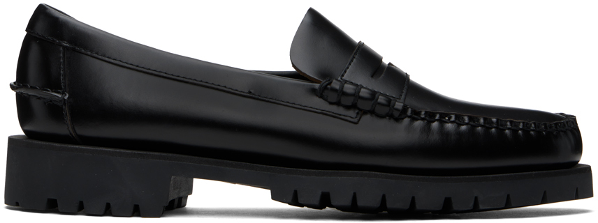 Shop Sebago Black Dan Lug Loafers In 902 Black