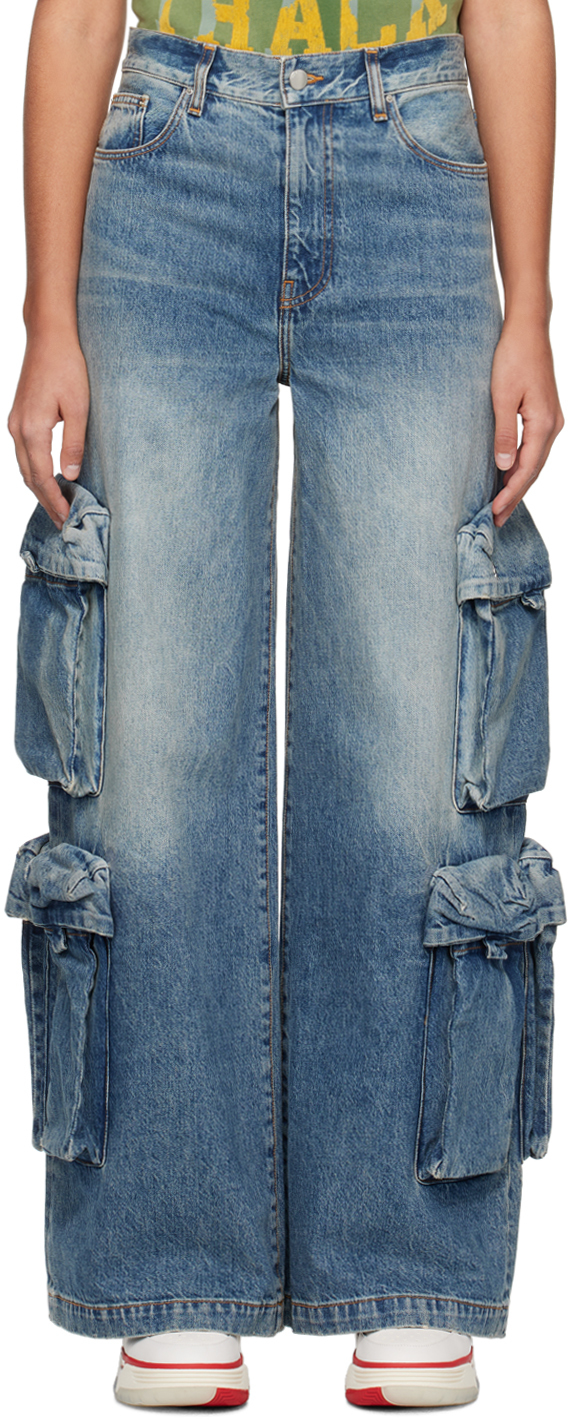 Amiri Baggy Wide-leg Cargo Jeans In Denim