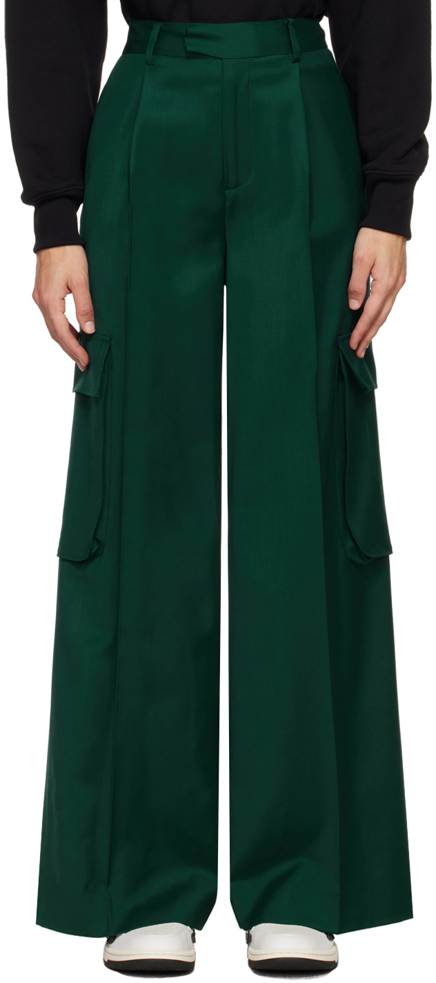 Shop Amiri Green Pleated Trousers In Rain Forest