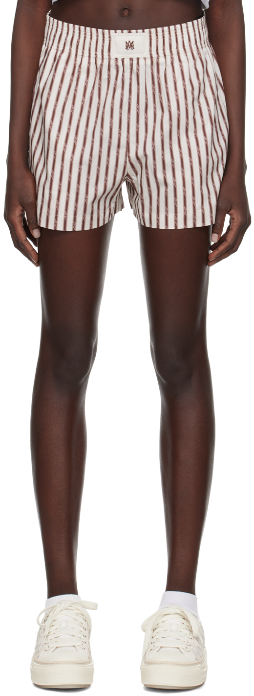 Brown Pinstripe Shorts