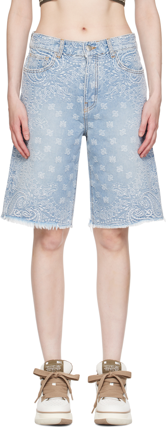 Blue Banana Jacquard Skater Denim Shorts