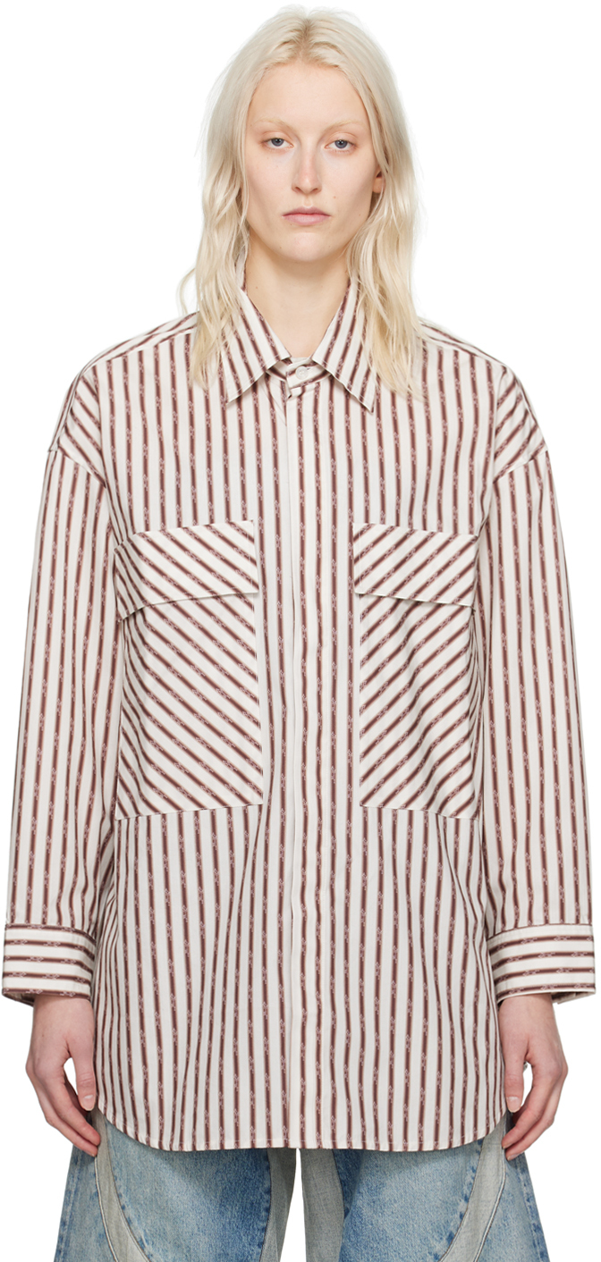 Off-White & Brown Double-Pocket Shirt