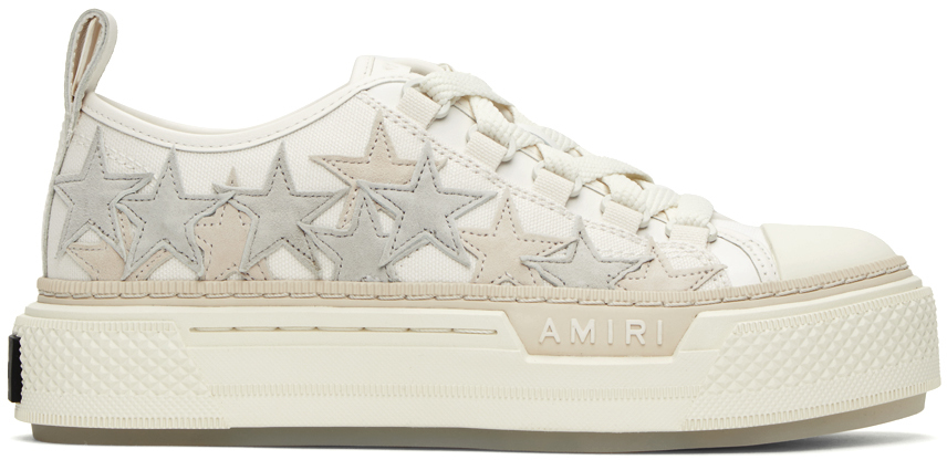 Shop Amiri Off-white Stars Court Low Sneakers In Alabaster