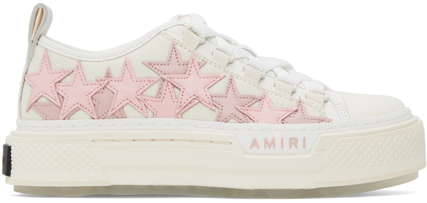 AMIRI OFF-WHITE & PINK STARS COURT LOW SNEAKERS