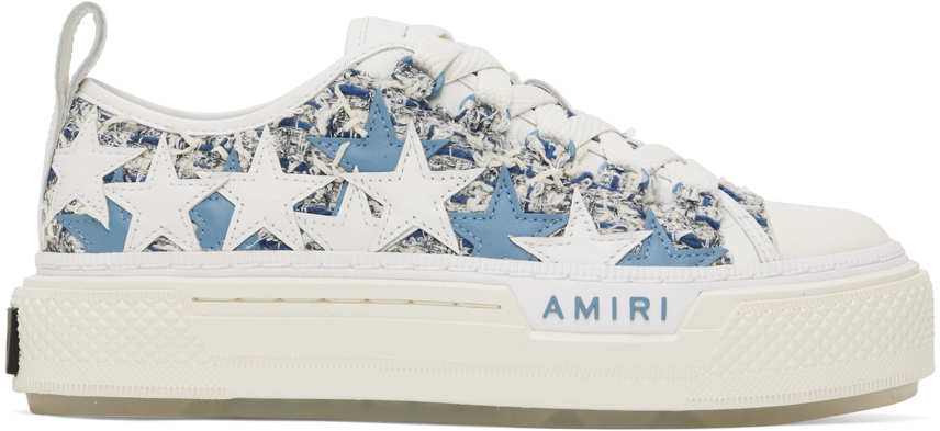Shop Amiri White & Blue Stars Court Low Sneakers