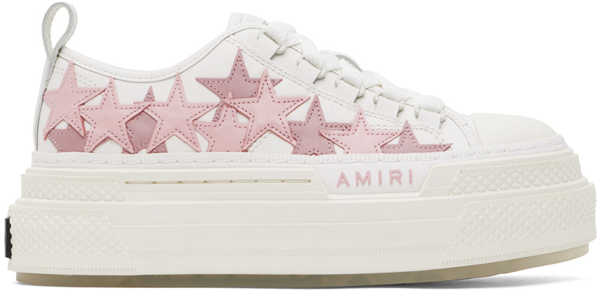 Shop Amiri White & Pink Platform Stars Sneakers