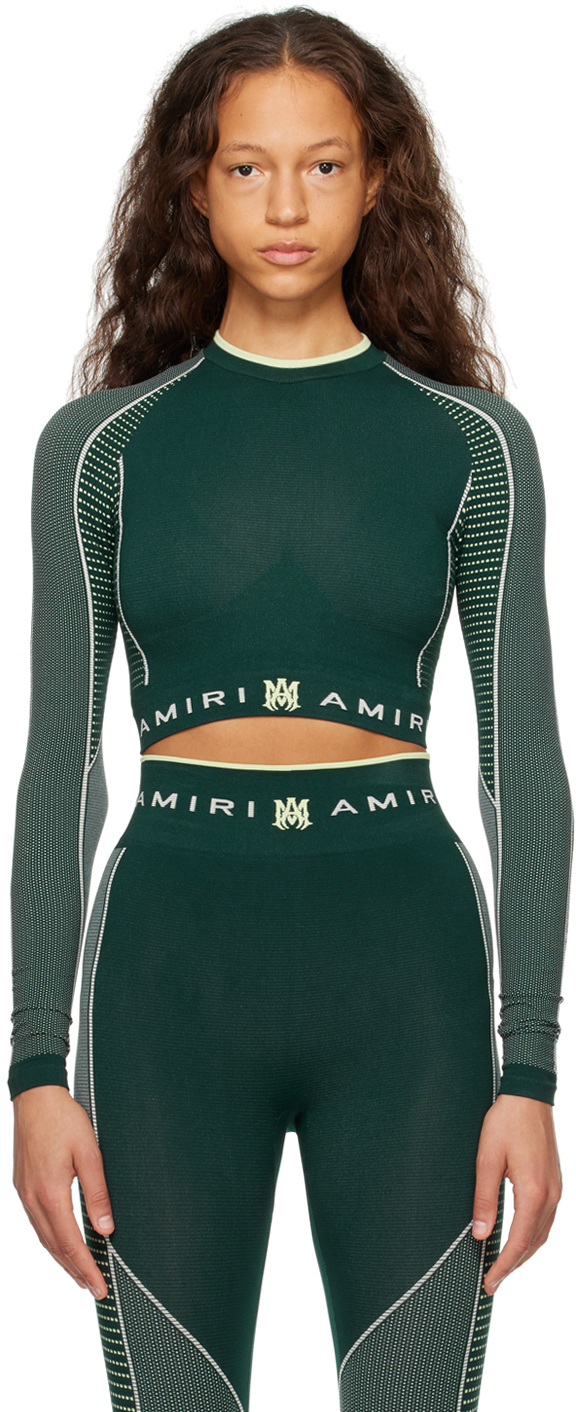 Amiri Green Ma Seamless Long Sleeve Top In Dark Green
