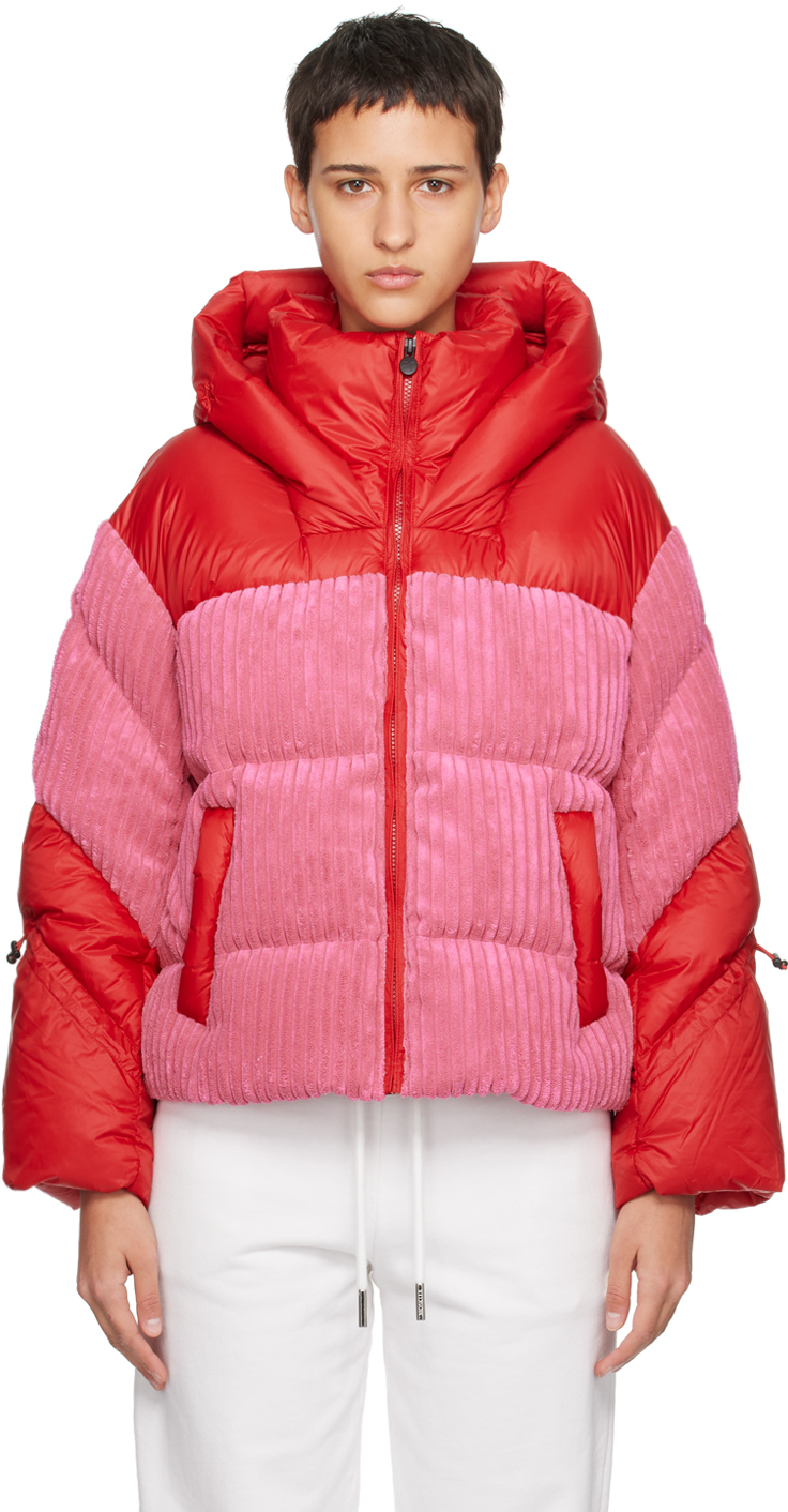 Shop Perfect Moment Pink & Red Zao Down Jacket In Azealea Pink/red