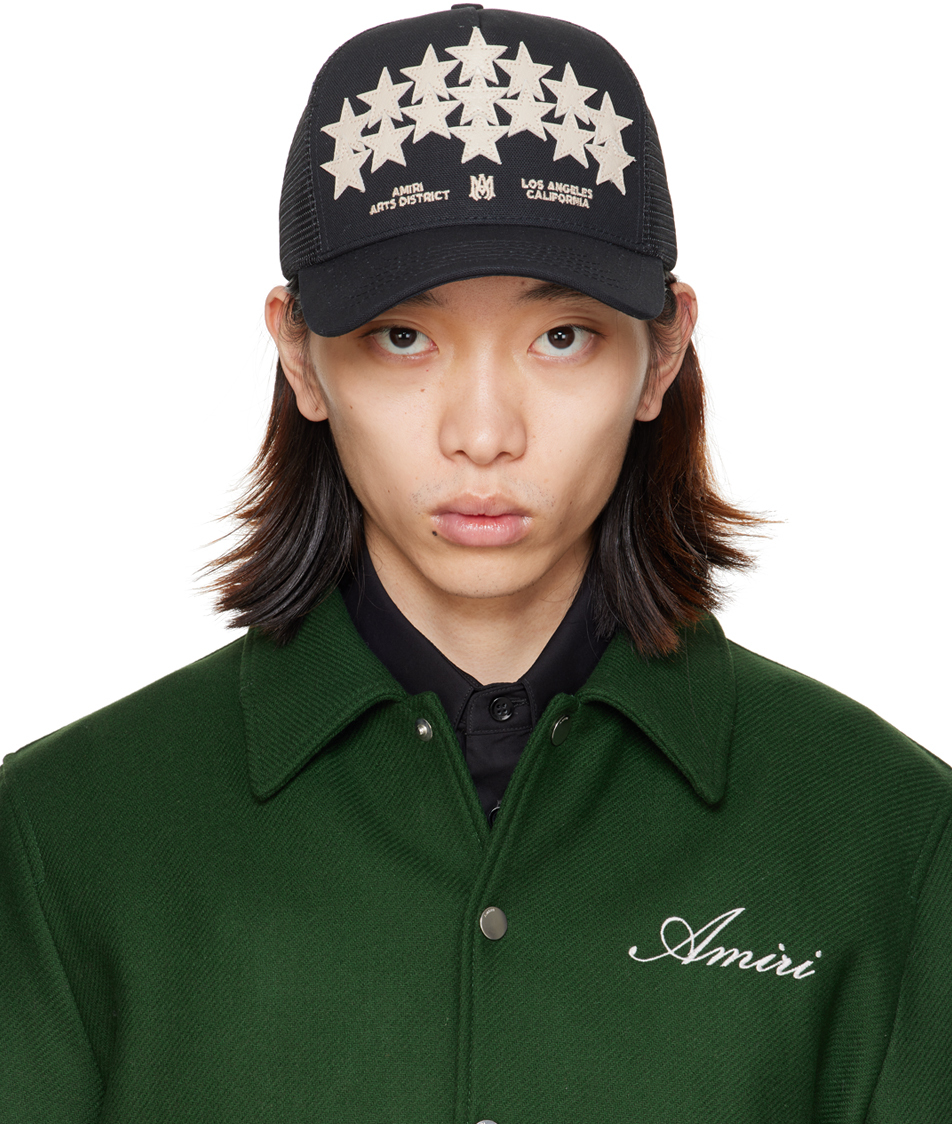 AMIRI Black Star Leather Trucker Cap | Smart Closet