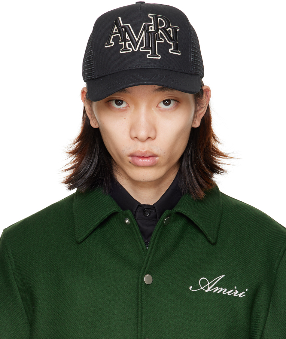 AMIRI: ブラック Staggered ロゴ トラッカーキャップ | SSENSE 日本