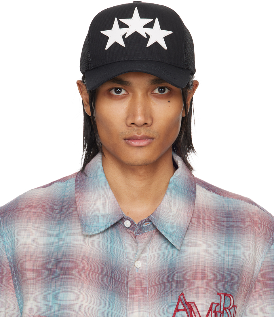 AMIRI: Black 3 Star Trucker Hat | SSENSE