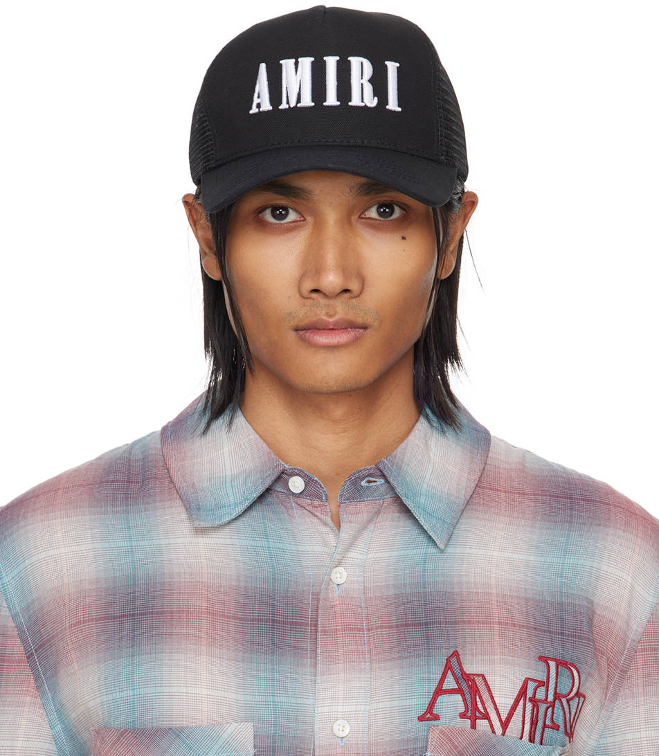 AMIRI Black Logo Trucker Hat