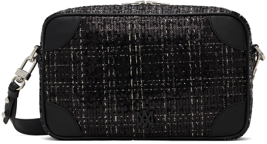 Black Sequin Boucle Camera Bag