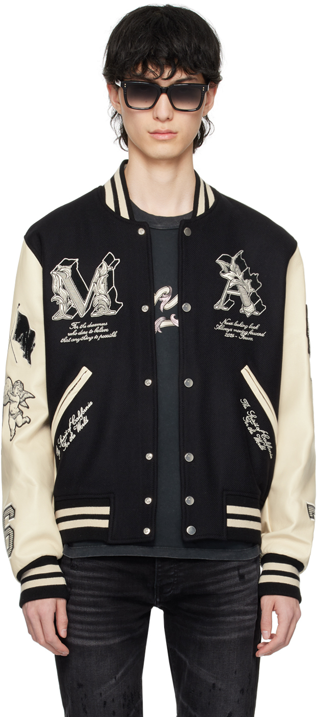 Black MA Angel Bomber Jacket by AMIRI on Sale