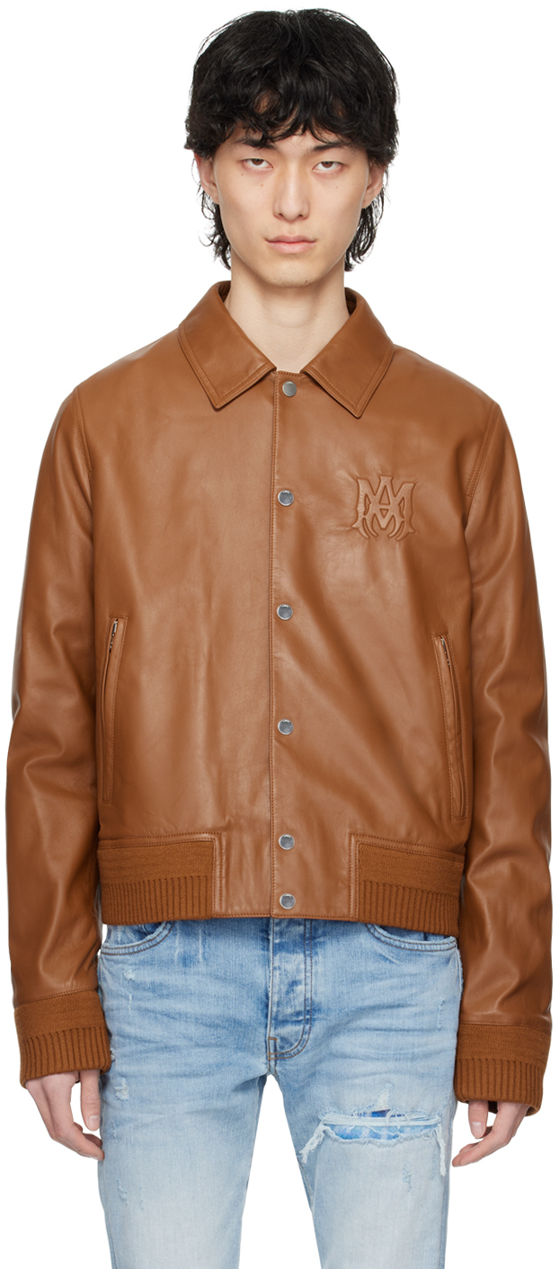 Brown Embossed Leather Jacket