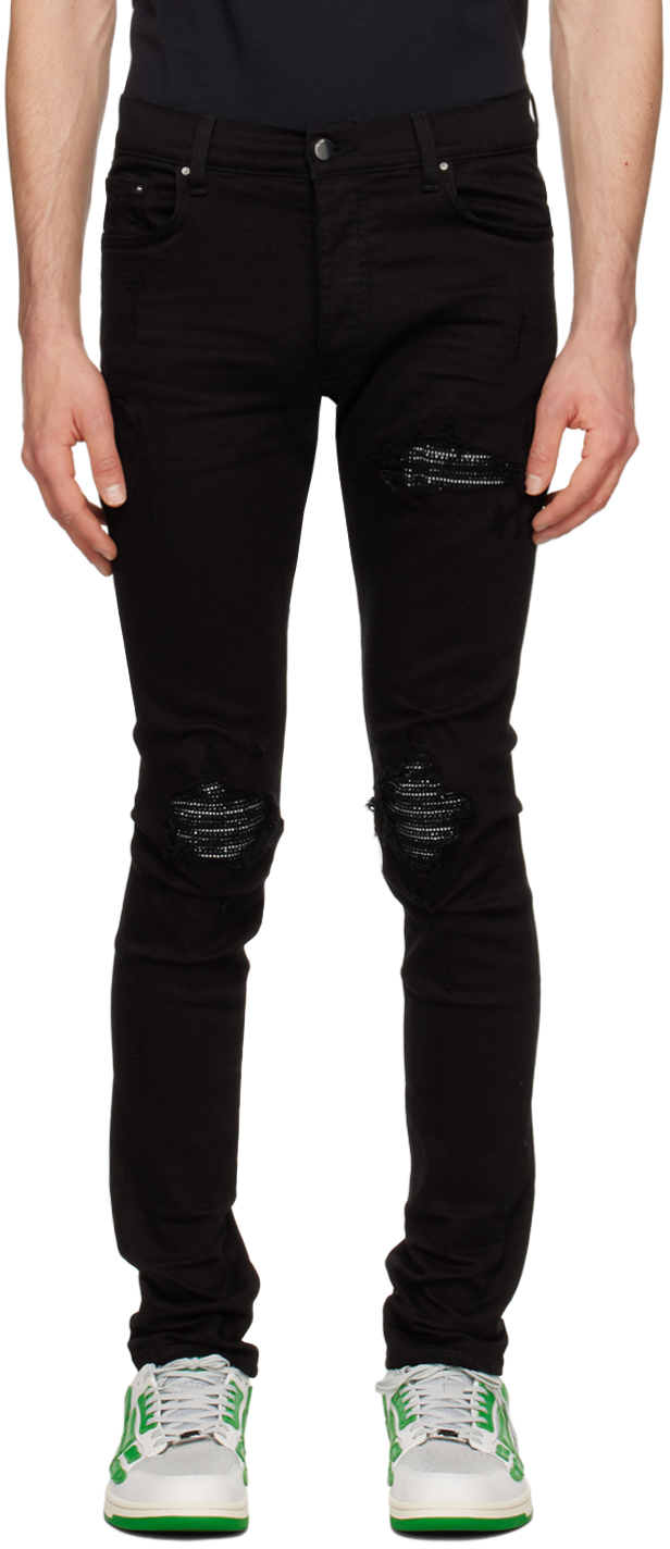 Shop Amiri Black Crystal Mx1 Jeans In Black Od