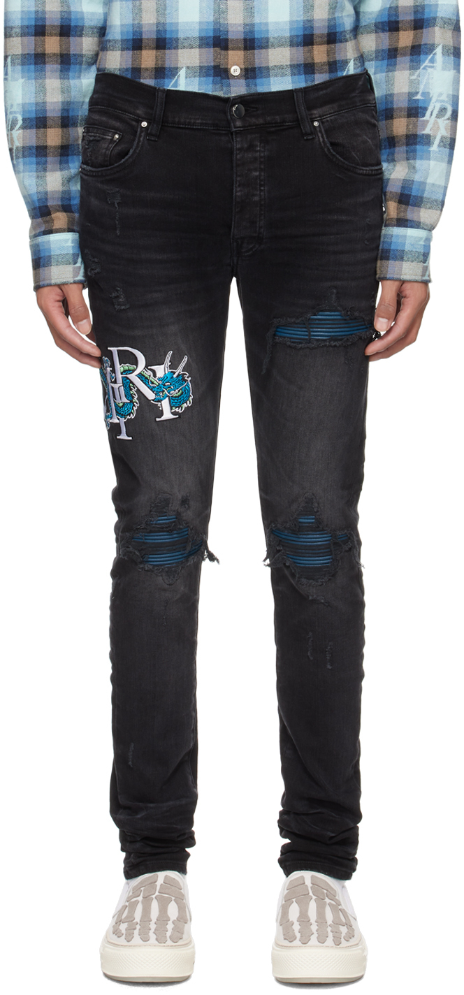 Amiri Black Mx1 Jeans In Faded Black