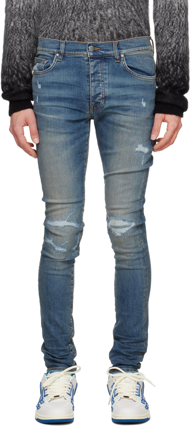 Blue MX1 Distressed Jeans by AMIRI on Sale