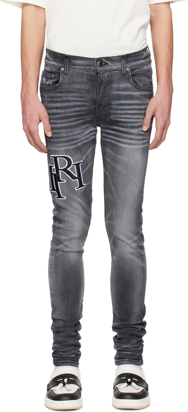 Amiri Black Staggered Jeans In Faded Black