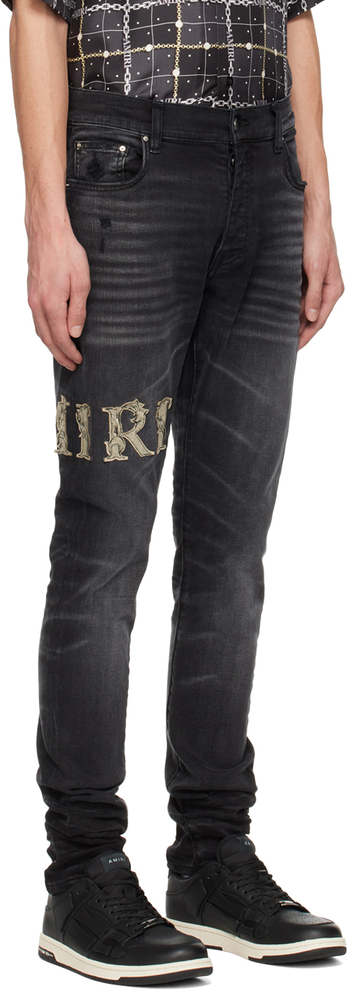 Amiri Logo Embroidered Skinny Jeans In Black | ModeSens