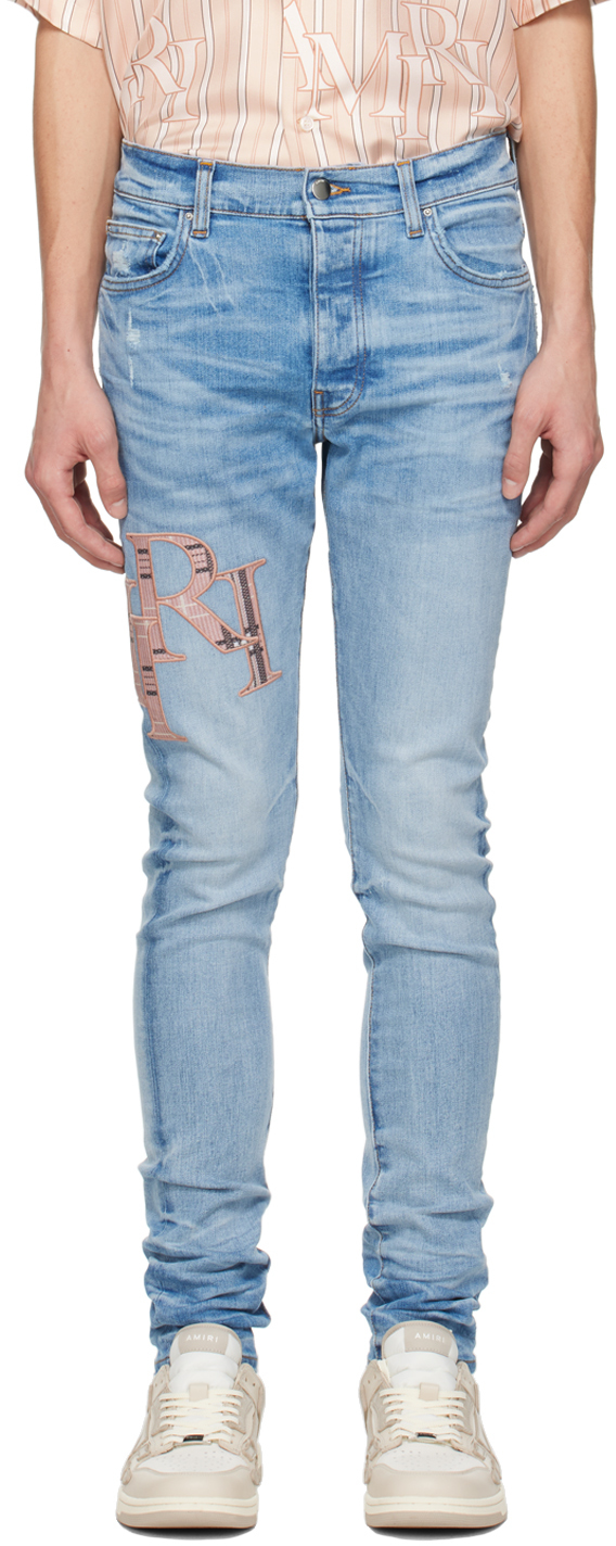 Amiri Indigo Staggered Jeans In Perfect Indigo