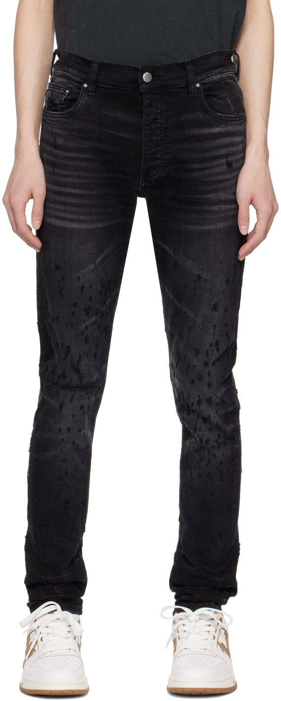 Shop Amiri Black Shotgun Jeans In Faded Black