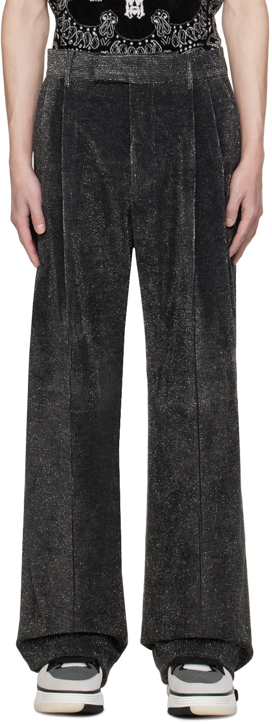 Black Pleated Shimmer Trousers