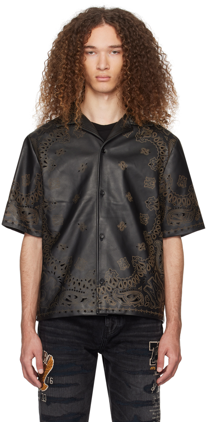 Black Bandana Leather Shirt