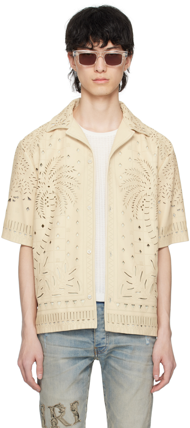 AMIRI レザーシャツ AMIRI | PALM TREE LASER SHORT SLEEVE SHIRT