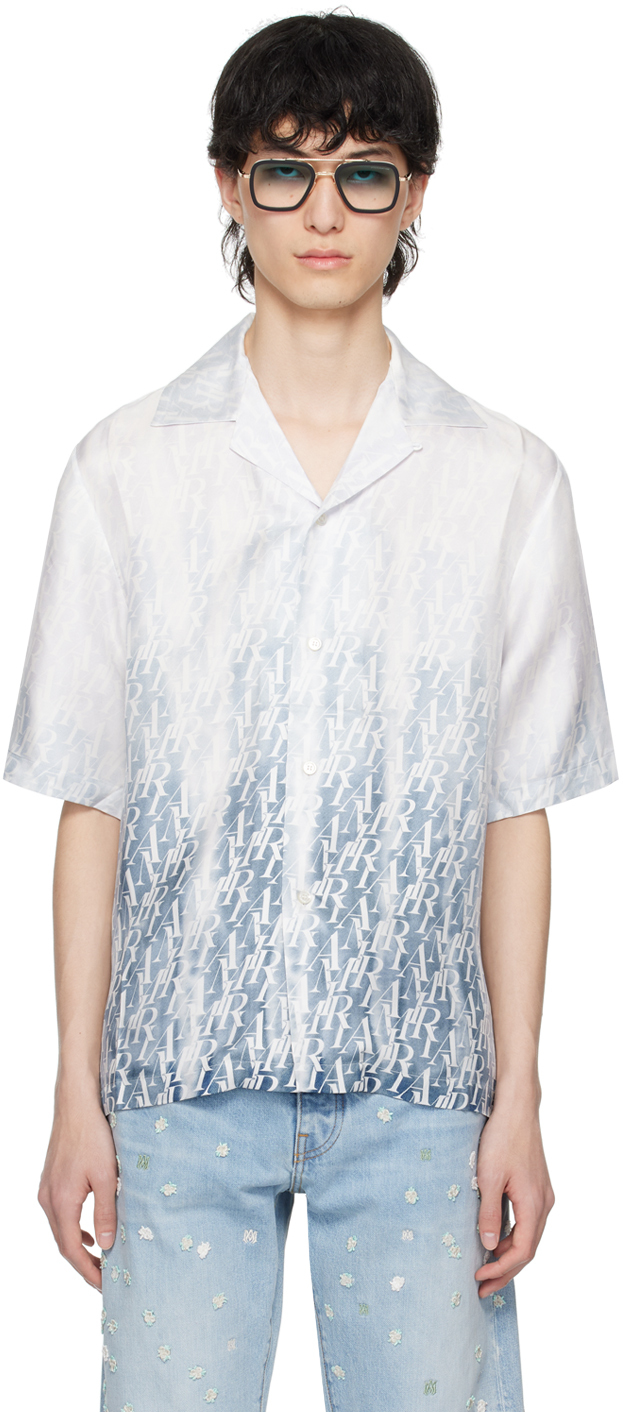 Shop Amiri Blue Gradient  Repeat Shirt In Ashley Blue