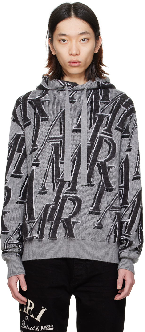 Pull à Capuche Homme STATUS Gris Taille M - Logo - Coton - Occasion Parfait état