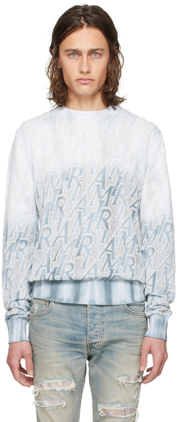 Amiri All-over Logo Sweater In Ashley Blue