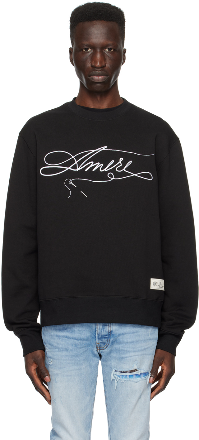 Shop Amiri Black Stitch Sweatshirt